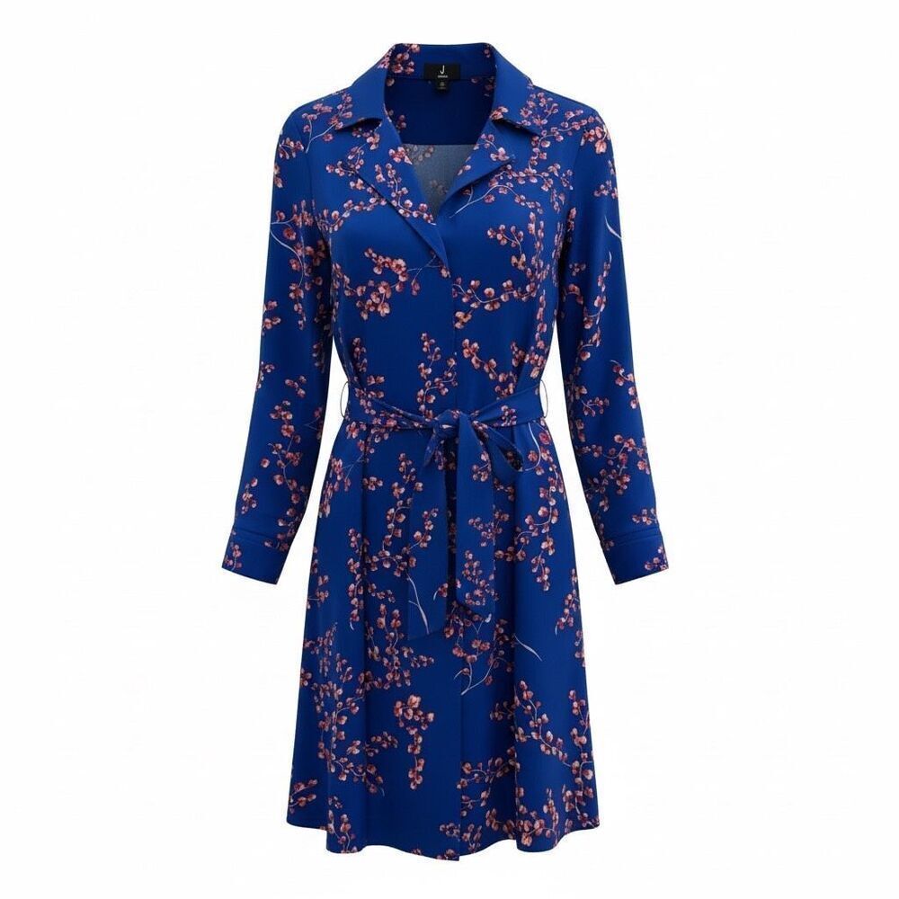 Jason Wu Satin Trenchcoat Kimono Cherry Blossom Floral Print Size Medium Blue